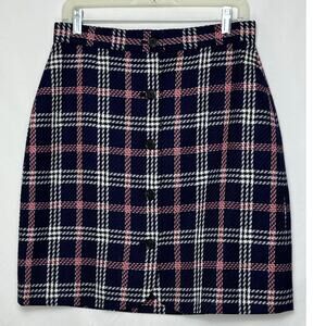 NWT Brooks Brothers Women’s 8 Red Blue Plaid Wool Mini A-Line Skirt Red